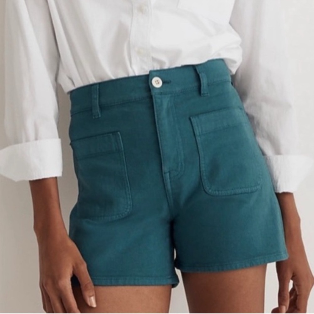 NWT Madewell Emmett Short in Coastal Sea Green teal size 28 -Cotton with 1% ela